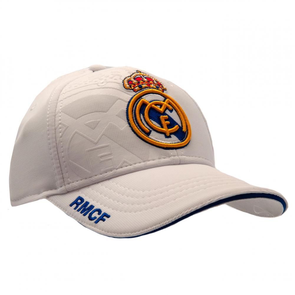 White classic design curved brim cap with navy peak insert detail