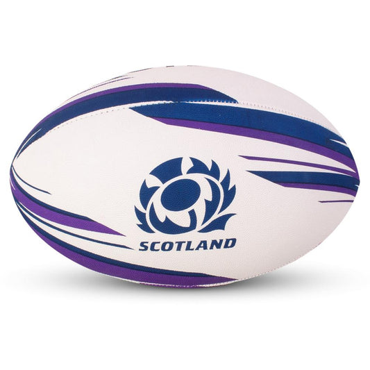Blue and white 4 panel synthetic rugby ball