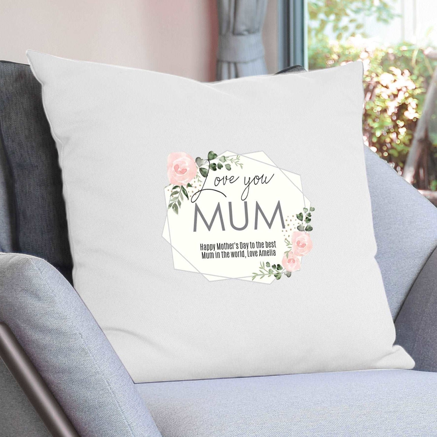 Abstract Rose Cream Cushion Cover-Personalised Gift By Sweetlea Gifts