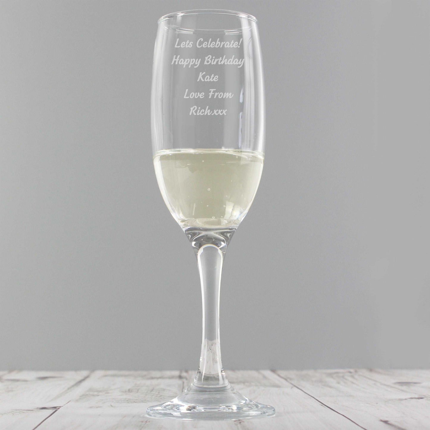Any Message Personalised glass Flute