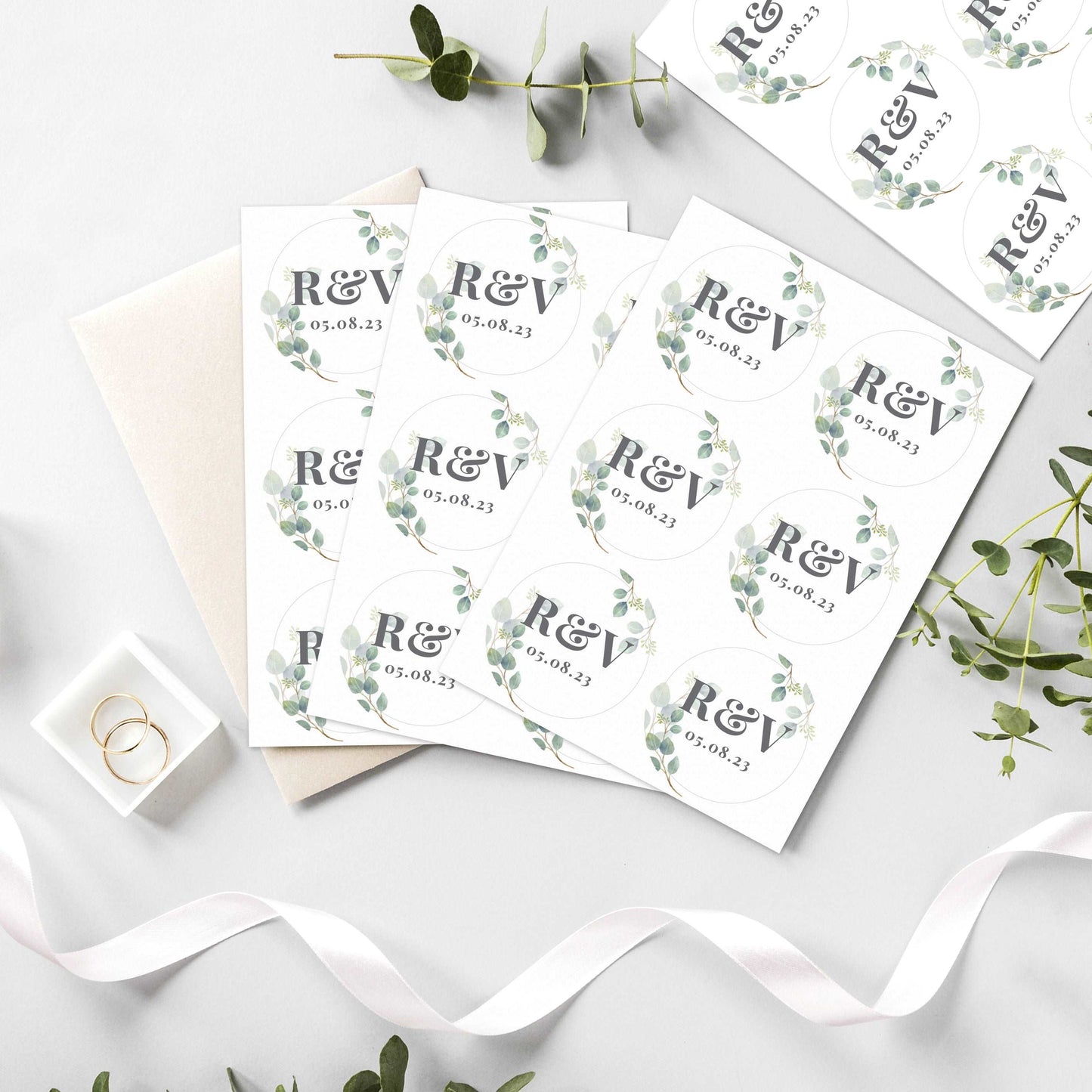 Personalised Botanical Initial Sticker Set - wedding stickers by sweetlea gifts