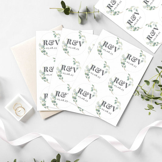 Personalised Botanical Initial Sticker Set - wedding stickers by sweetlea gifts