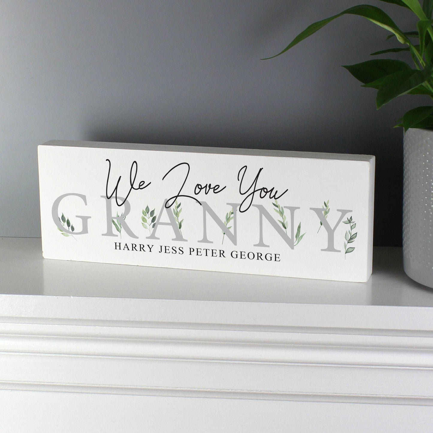 Botanical Wooden Block Sign-Personalised Gift By Sweetlea Gifts