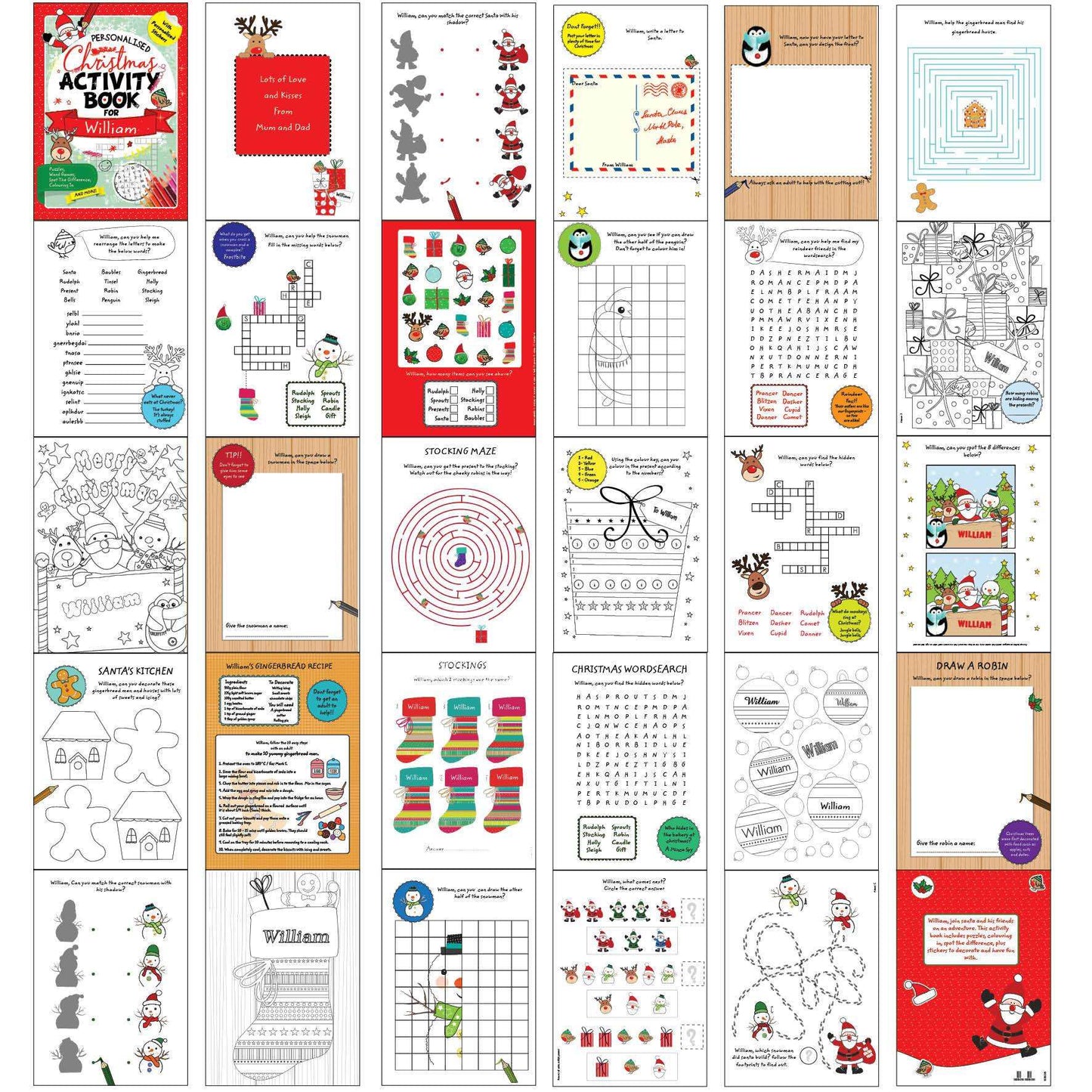Christmas Activity Book with Stickers-Personalised Gift By Sweetlea Gifts