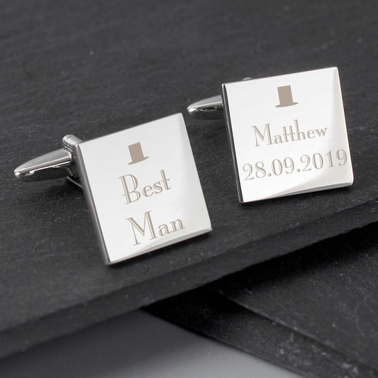 Decorative Wedding Best Man Square Cufflinks personalised