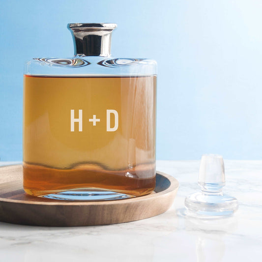 LSA Monogrammed Platinum Necked Decanter-Personalised Gift By Sweetlea Gifts