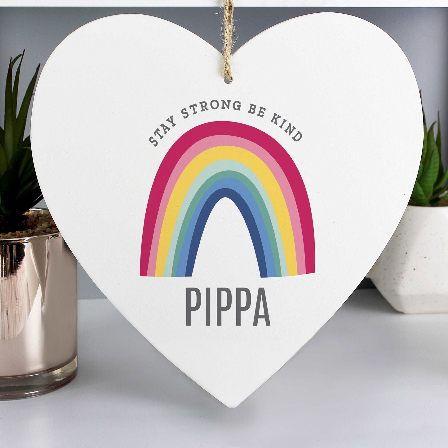 Large Wooden Rainbow heart Personalised decoration-Personalised Gift By Sweetlea Gifts
