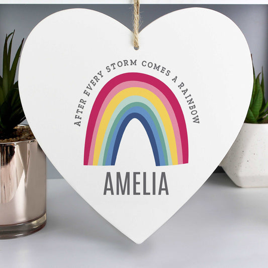 Large Wooden Rainbow heart Personalised decoration-Personalised Gift By Sweetlea Gifts