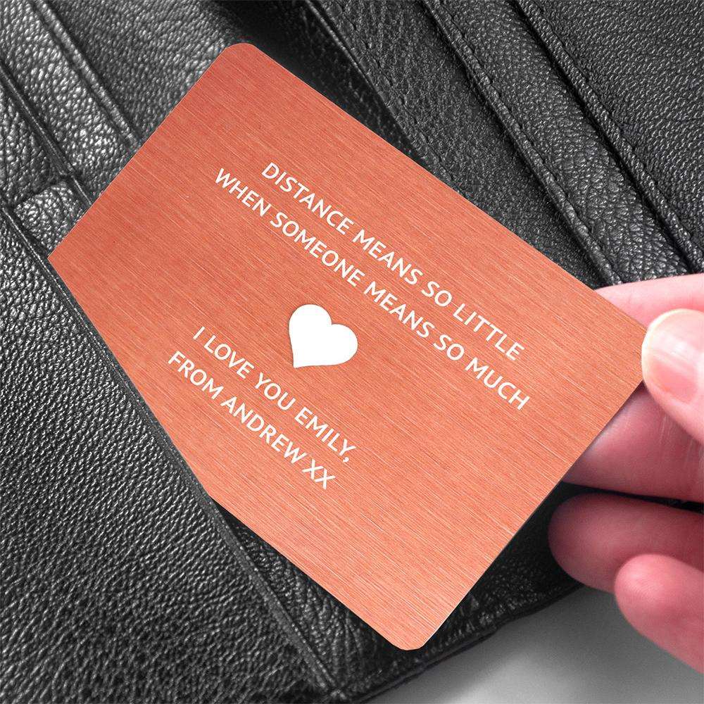 Copper Personalised Love Note metal wallet keepsake By Sweetlea Gifts