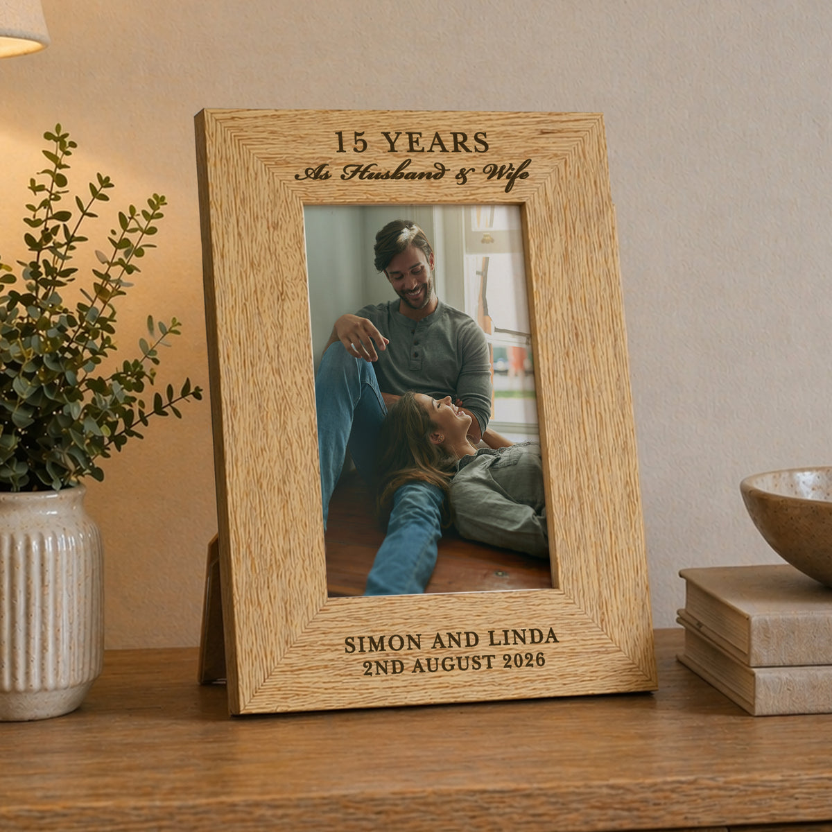 Personalised Anniversary 6x4 Wooden Photo Frame