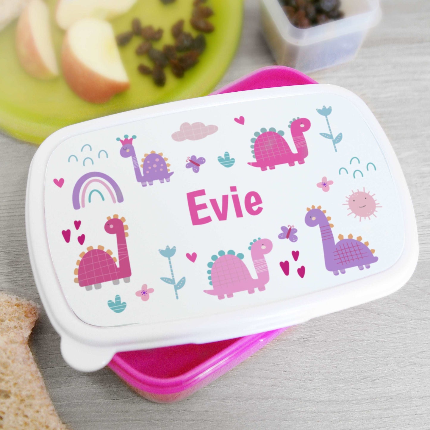 Girly Dinosaurs Name Only Pink Lunch Box