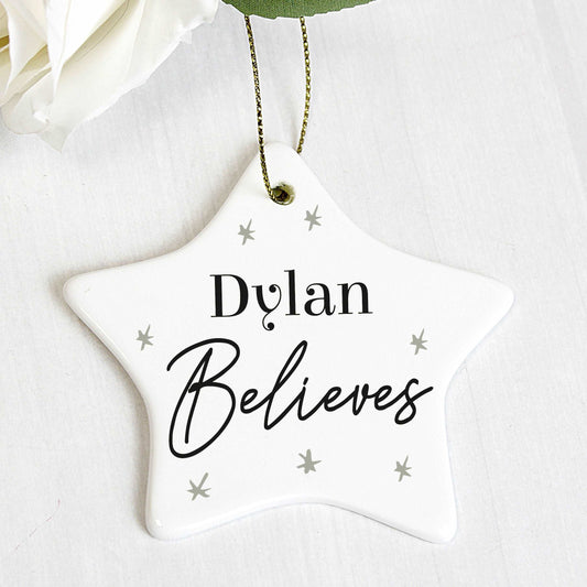 Personalised Believes Ceramic Star Decoration By Sweetlea Gifts