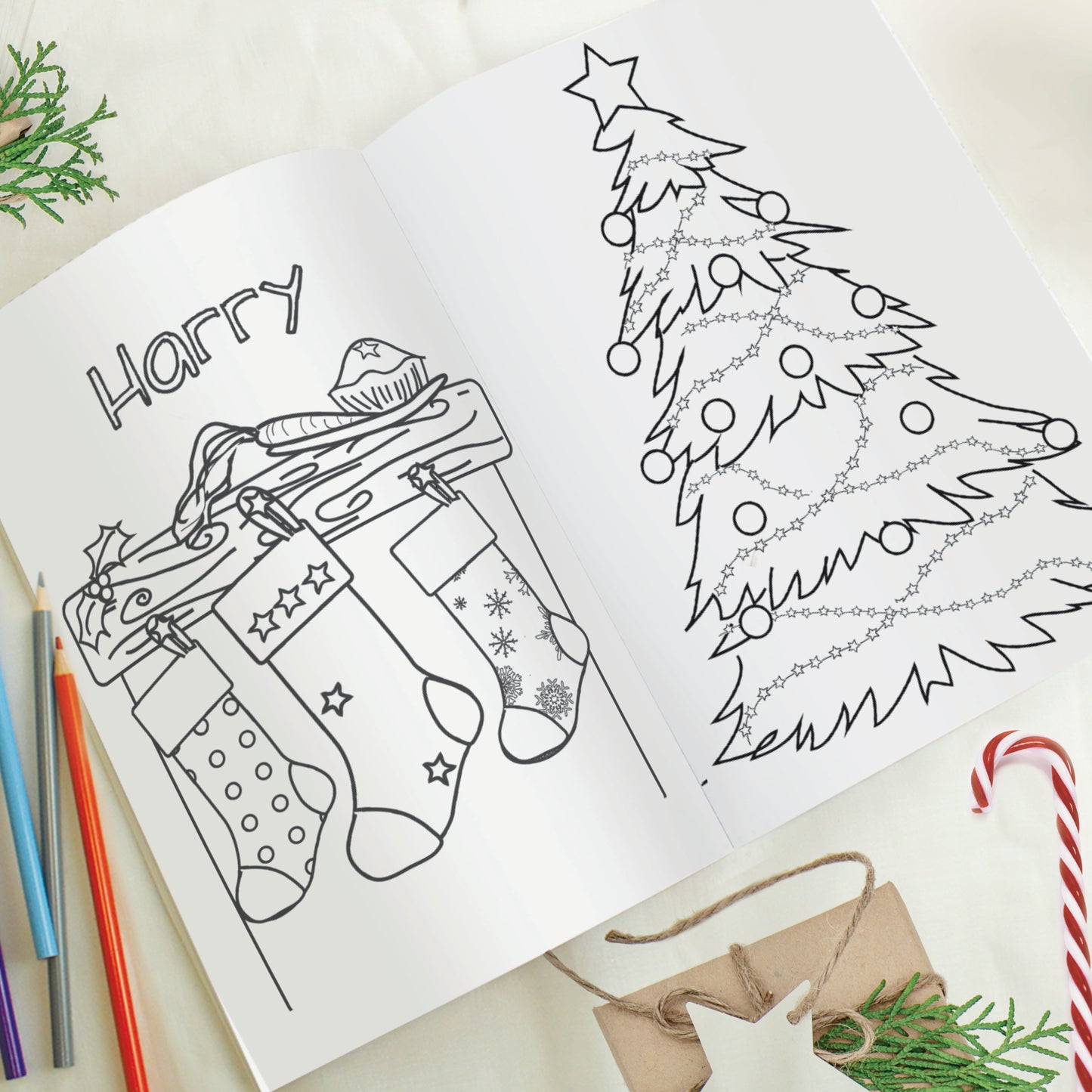 Personalised Christmas elf colouring book