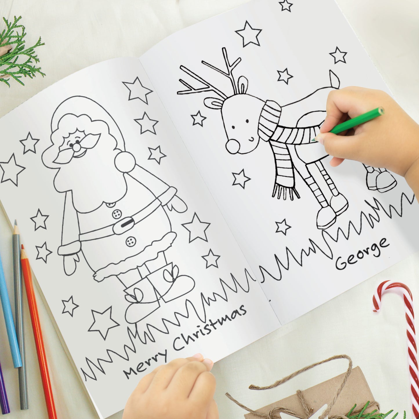 Personalised Christmas elf colouring book