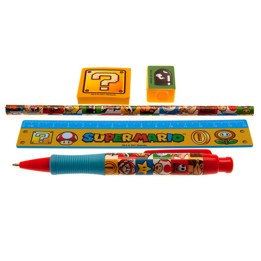Everyday 5 piece stationery set, Vibrant, colourful Super Mario themed design