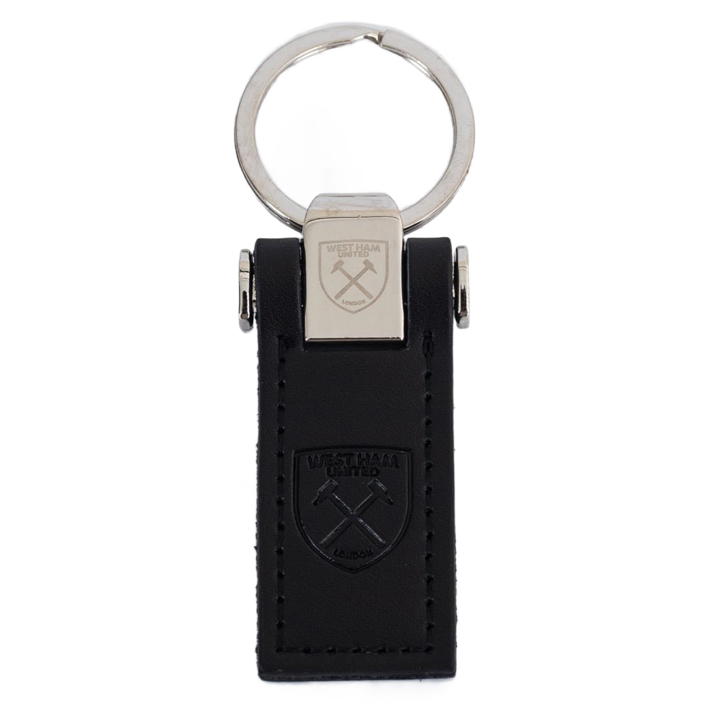 Executive leather keyring with a debossed West Ham crest