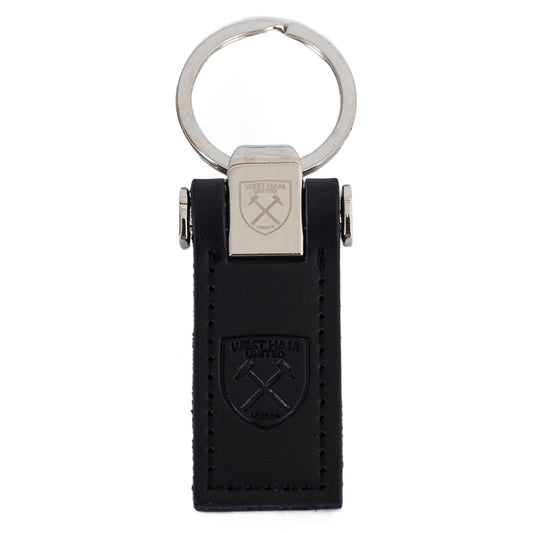 Executive leather keyring with a debossed West Ham crest