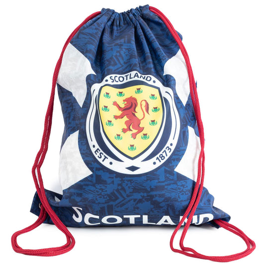 Navy blue gym bag featuring a full colour crest SCOTLAND text