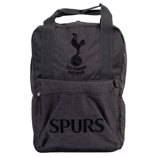 Stylish grey backpack featuring an embroidered Tottenham Hotspurs FC crest and the text SPURS in black on the front pocket
