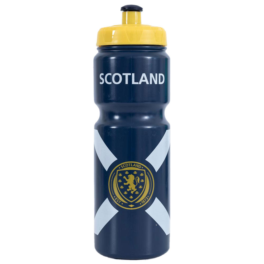 Easy grip lightweight drinks bottle, Navy blue drinks bottle with the Scotland crest in yellow on the front