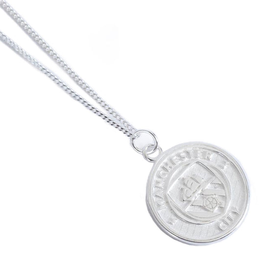 Sterling silver pendant and necklace, Featuring a Man City crest pendant on a chain necklace