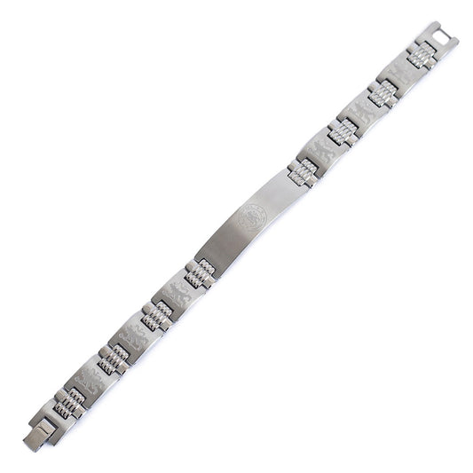 Brushed stainless steel link bracelet