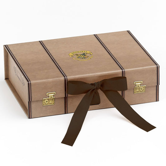 This premium gift box is designed to look like a Hogwarts trunk, Supplied flat packed and folds easily to hold gifts or keepsakes