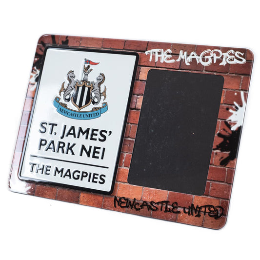 Sturdy metal photo frame sign featuring a St James Park sign