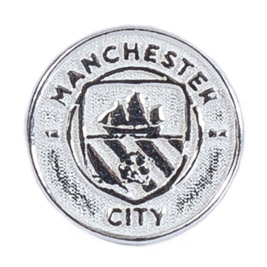 Highly detailed sterling silver shaped earring, Featuring the Manchester City crest on an earring stud