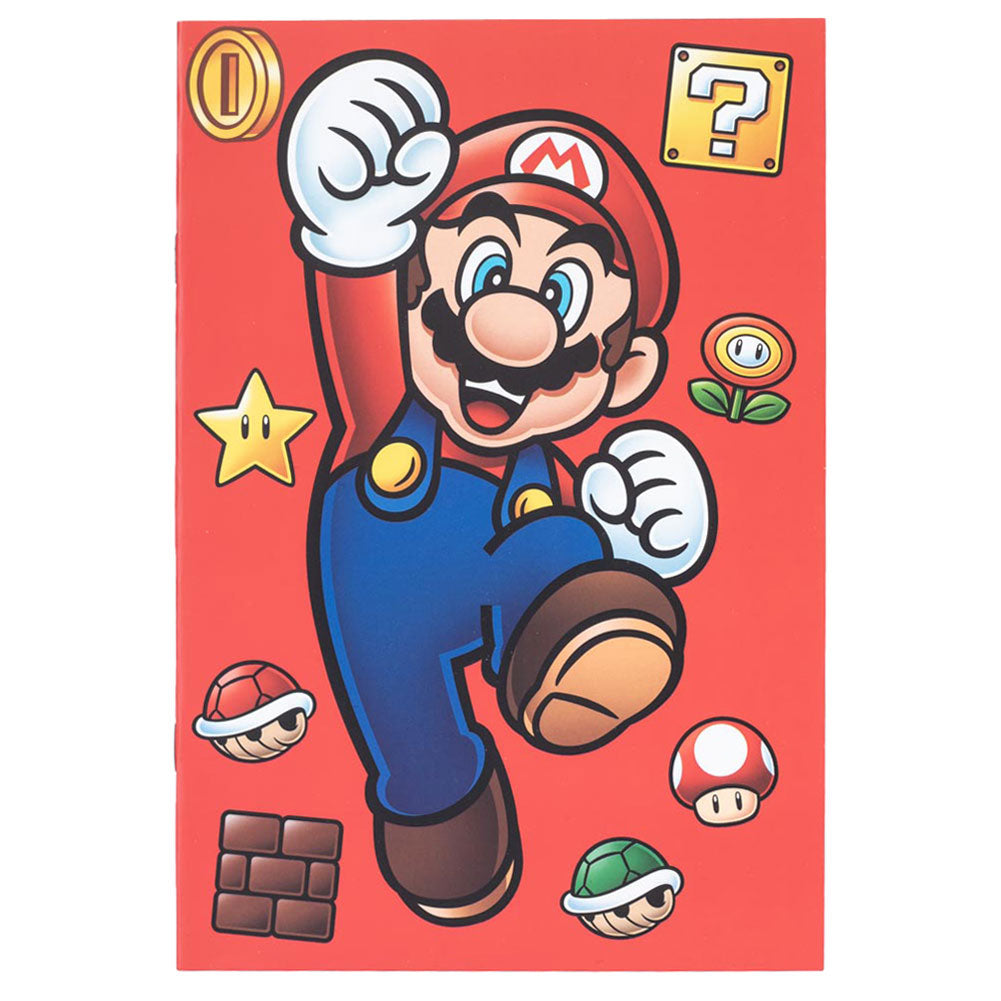 Paperback A5 graph paper notebook, Featuring Mario and icons from the popular game