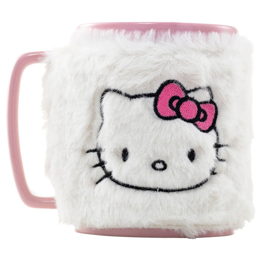 Enjoy your drink with a touch of Kitty cuteness... this mug combines unique design along with a removable fluffy cover for added comfort