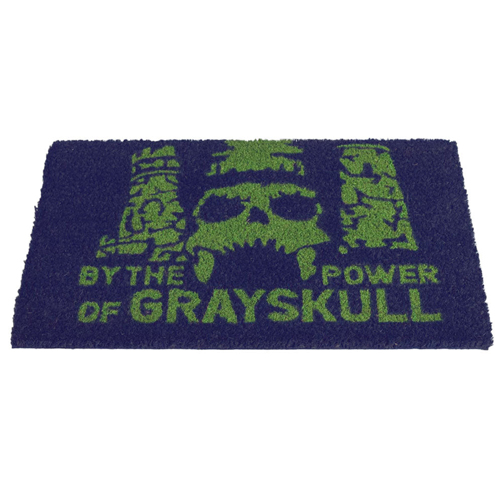 Purple coir doormat featuring the Castle Grayskull and By the power of Grayskull text, Made from durable coconut fibre with a sturdy non slip PVC base