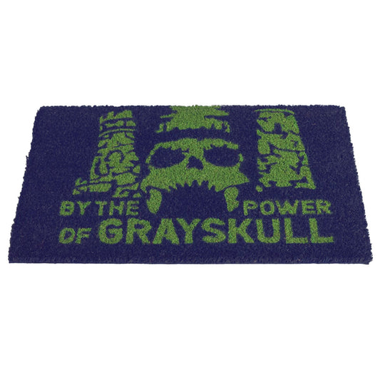Purple coir doormat featuring the Castle Grayskull and By the power of Grayskull text, Made from durable coconut fibre with a sturdy non slip PVC base