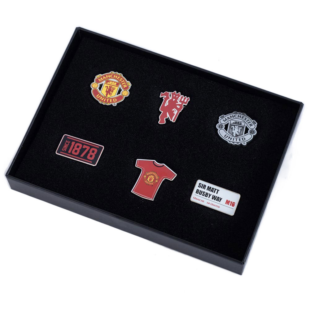 Metal pin badge set featuring 6 different designs, Die stamped with full colour infill