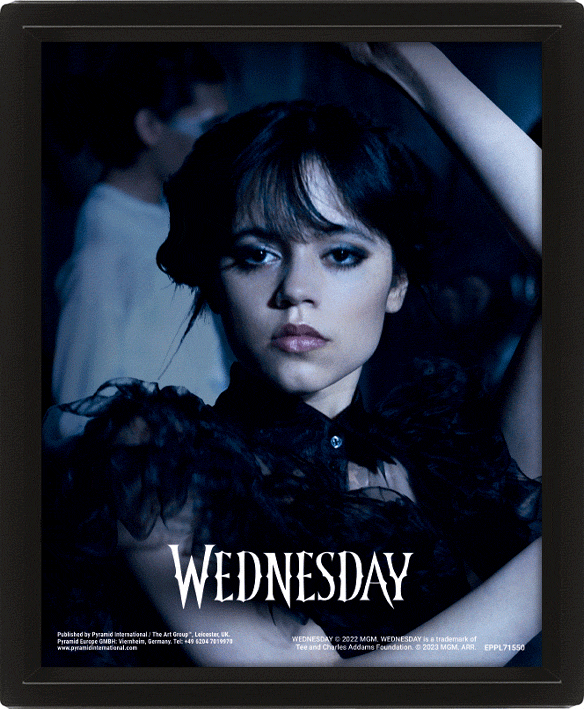 Features a moving image of Wednesday Addams, This awesome 3D lenticular design gives you two images in one