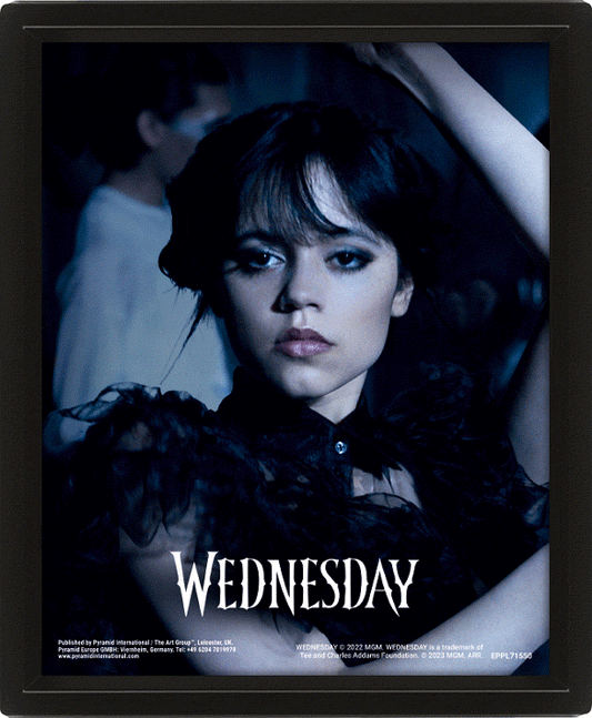 Features a moving image of Wednesday Addams, This awesome 3D lenticular design gives you two images in one