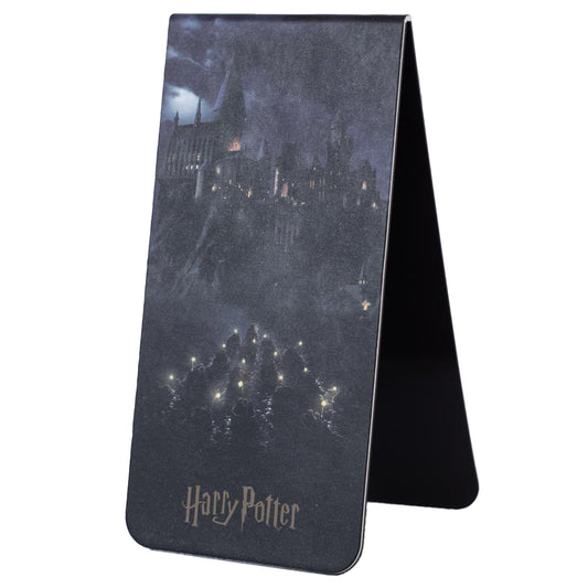 Harry Potter design magnetic bookmark, Features a night time image of Hogwarts Castle on both sides of the magnet