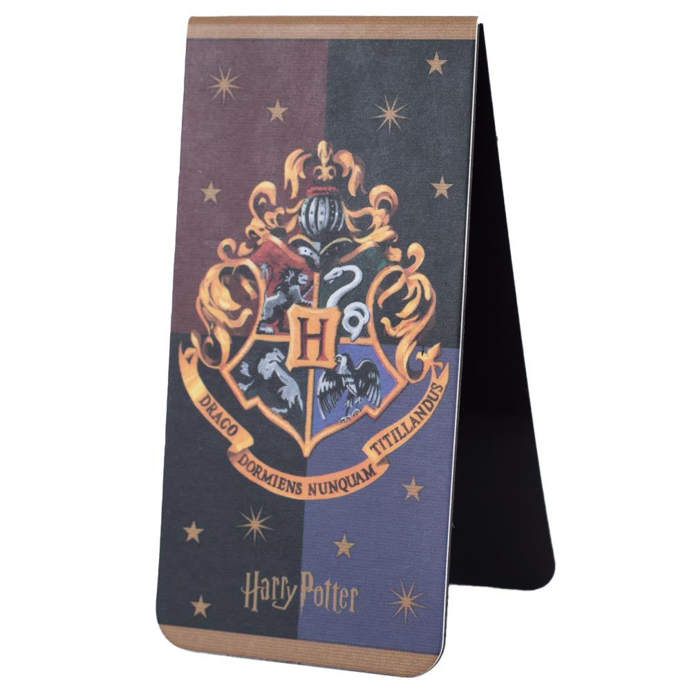Harry Potter design magnetic bookmark, Features the colourful crest of Hogwarts on both sides of the magnet