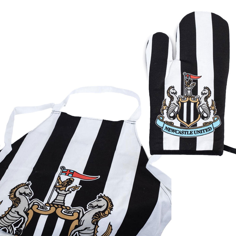 Stripe design apron and oven glove set