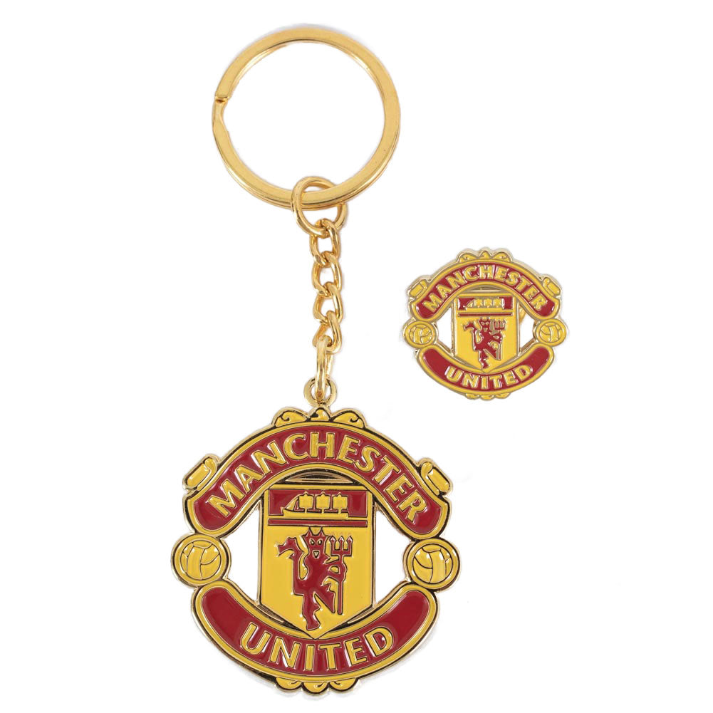 Metal crest shaped keyring with chain and split ring