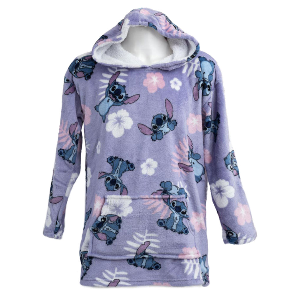 Luxury purple poncho, featuring a multi Stitch design and hood to keep you extra cosy
