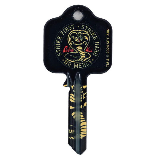 Ready to cut blank door key featuring the Cobra Kai logo