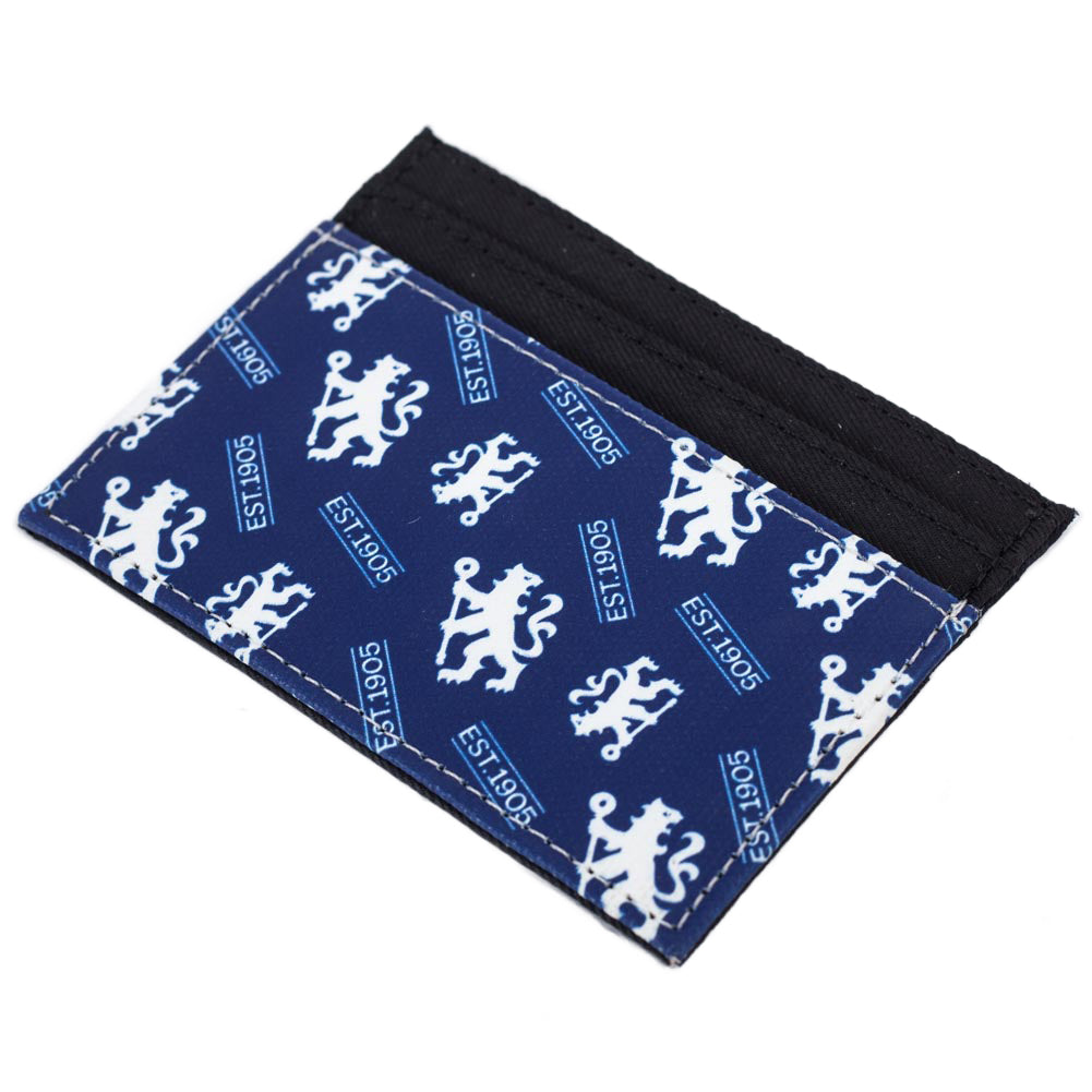 Vibrant brushed canvas card holder featuring an Chelsea multi icon design