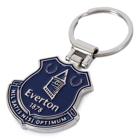 Executive metal Everton crest shaped keyring with split ring