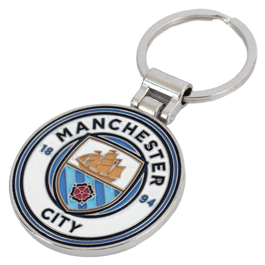 Executive metal Man City crest shaped keyring with split ring