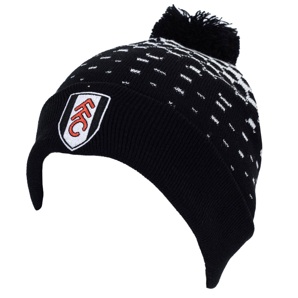 Fade design black and white cuff knit beanie bobble hat