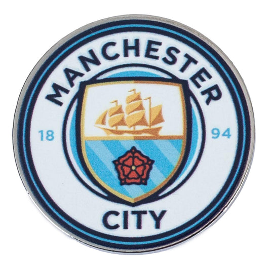 Metal crest shaped pin badge