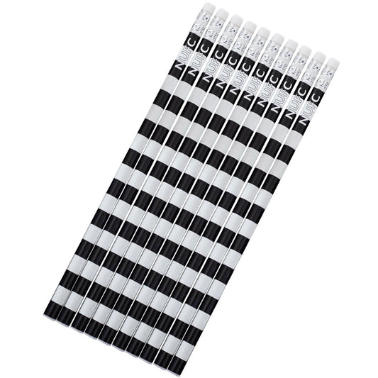 10 pack of black and white striped pencils