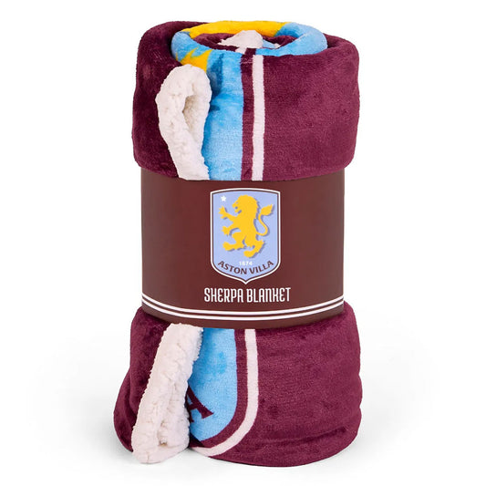 Luxury claret blanket featuring the Villa crest