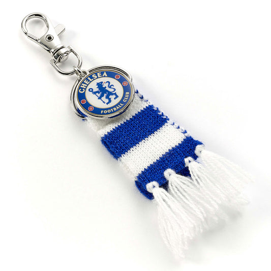 Blue and white bar scarf design bag charm